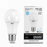 Лампа светодиодная GAUSS Elementary A60 10W 950lm 6500K Е27 1/10/50 (23230)