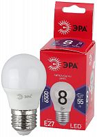 Лампа светодиодная ЭРА RED LINE LED P45-8W-865-E27 R E27 / Е27 8Вт шар холодный дневной свет (10/100/3600) (Б0045359)