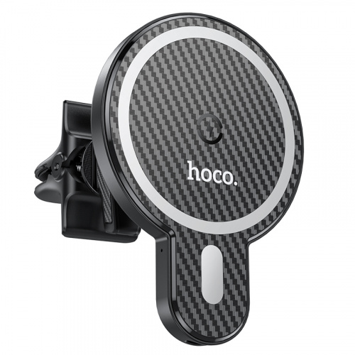 Держатель автомобильный HOCO CA85, Ultra, для смартфона, пластик, воздуховод, прищепка, беспроводная зарядка, цвет: чёрный(1/108) (6931474745484) фото 2
