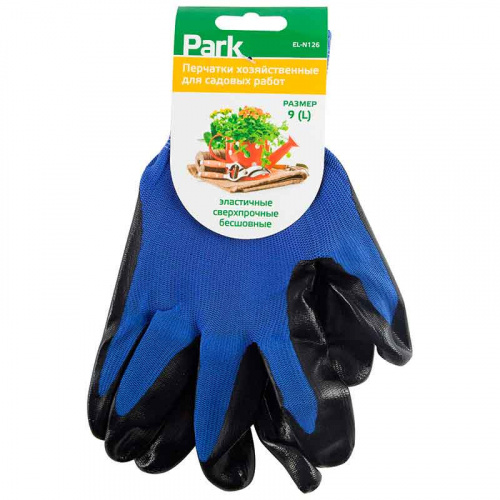 Перчатки хозяйственные PARK EL-N126, размер 9 (L), цв. синий с черным (1/12/120) фото 4