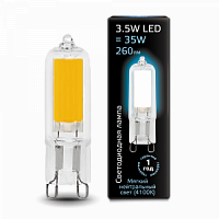 Лампа светодиодная GAUSS G9 AC220-240V 3.5W 4100K Glass 1/10/200 (107809203)
