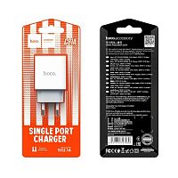Блок питания сетевой 1 USB HOCO C81A, Asombroso, 2100mA, пластик, огнестойкий, цвет: белый (1/30/180) (6931474727930)