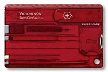 Швейцарская карта Victorinox SwissCard Quattro, красный, полупрозначный (подар. коробка)