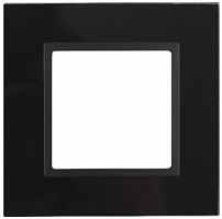 Рамка ЭРА, серии ЭРА Elegance, скрытой установки, на 1 пост, стекло, чёрный+антр