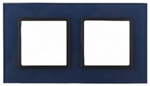Рамка ЭРА, серии ЭРА Elegance, скрытой установки, на 2 поста, стекло, синий+антр