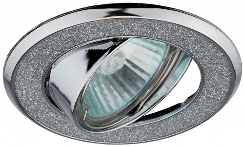 Светильник ЭРА MR16 DK18 CH/SH SL, декор "круглый со стеклянной крошкой", 12V/220V, 50W, хром/сереб фото 3