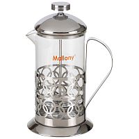 Чайник/кофейник (кофе-пресс) OLIMPIA, 600 мл, из жаропрочного стекла, в корп из нерж ст, T046-600ML (1/12)