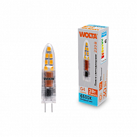Лампа светодиодная WOLTA G4 (пластик) JC 3Вт 240лм 6500K 220V 1/10/100/1000 (WSTD-JC-220V3W6KG4-P)