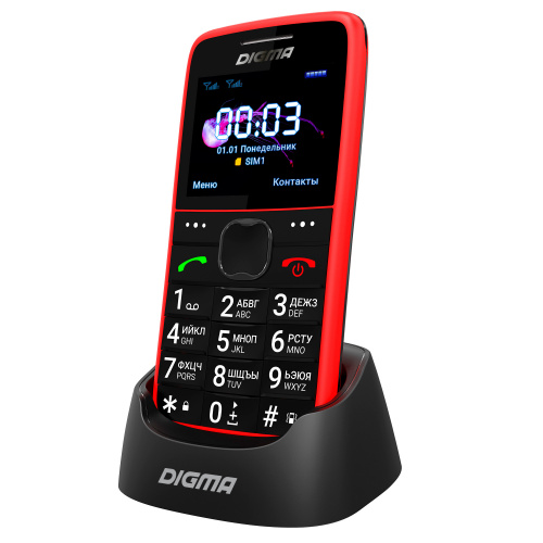 Мобильный телефон Digma S220 Linx 32Mb красный 2Sim 2.2" 220x176 0.3Mpix GSM900/1800 MP3 FM microSD max32Gb