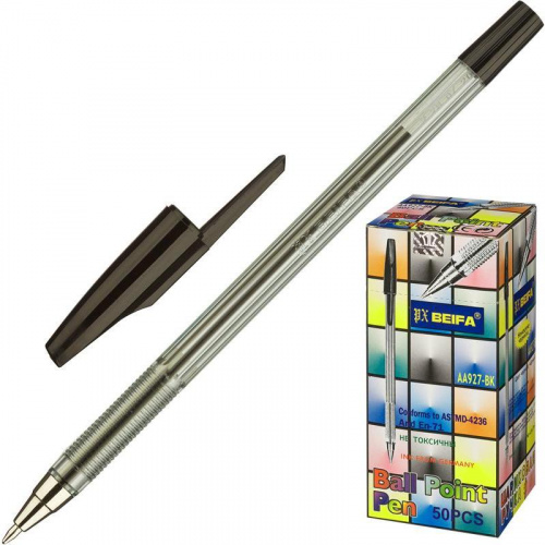 Ручка шариковая BEIFA AA 927 0, 5мм черный Китай (50)