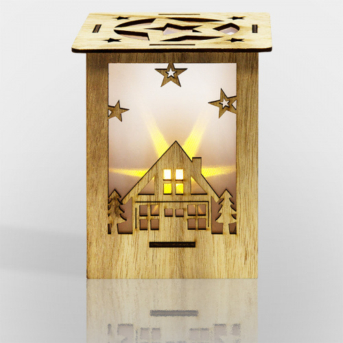 Фигурка деревянная NEON-NIGHT с подсветкой "Волшебный фонарик" 13,8*11*11 см (1/36) (504-023)