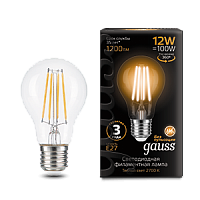 Лампа светодиодная GAUSS Filament А60 12W 1200lm 2700К Е27 1/10/40 (102902112)