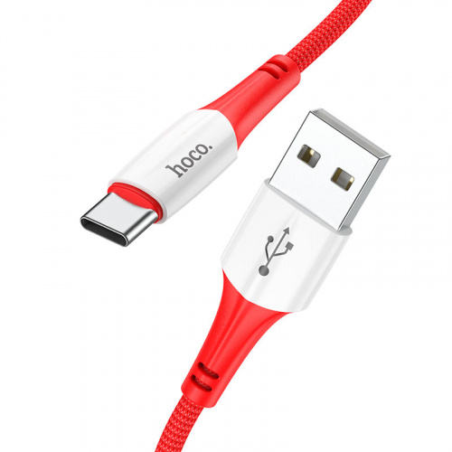 Кабель USB - Type-C HOCO X70 Ferry, 1.0м, круглый, 3,0А, нейлон, цвет: красный (1/31/310) (6931474760494)