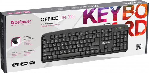Клавиатура DEFENDER Office HB-910 RU, полноразмерная, черный (1/20) (45910) фото 5