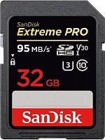 SDHC  32GB  SanDisk Class 10 Extreme Pro V30 UHS-I U3 (95 Mb/s)