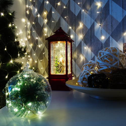 Фонарь декоративный NEON-NIGHT с эффектом снегопада и подсветкой "Дед Мороз", ТЕПЛЫЙ БЕЛЫЙ (1/6) фото 3