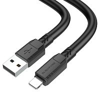 Кабель USB - 8 pin Borofone BX81 Goodway, 1.0м, круглый, 2.4A, силикон, цвет: чёрный (1/33/330)