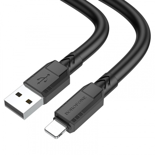 Кабель USB - 8 pin Borofone BX81 Goodway, 1.0м, круглый, 2.4A, силикон, цвет: чёрный (1/33/330) (6974443386059)