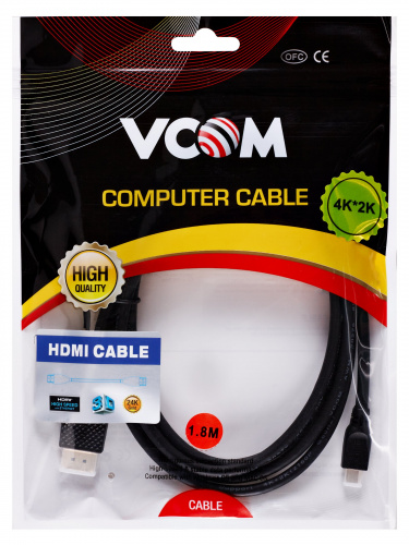 Кабель HDMI-19M --MicroHDMI-19M ver 2.0 1.8m VCOM <CG587-1.8M> (1/60) фото 5