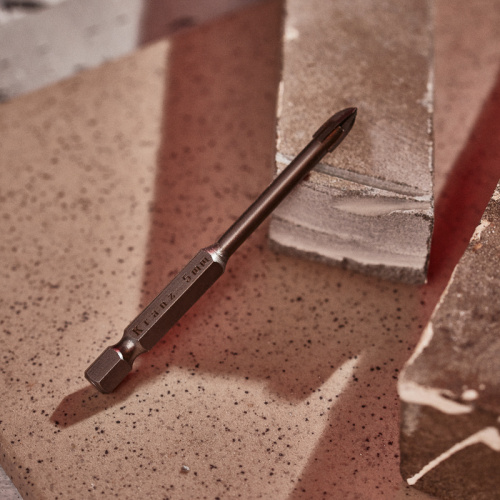 Сверло по стеклу и керамике KRANZ 5 мм 4 грани шестигранный хвостовик (1/800) фото 2