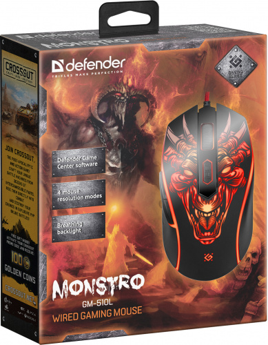 Мышь Defender Monstro GM-510L, черный, USB, игровая, оптика, 6кн., 3200dpi (1/23) (52510) фото 11