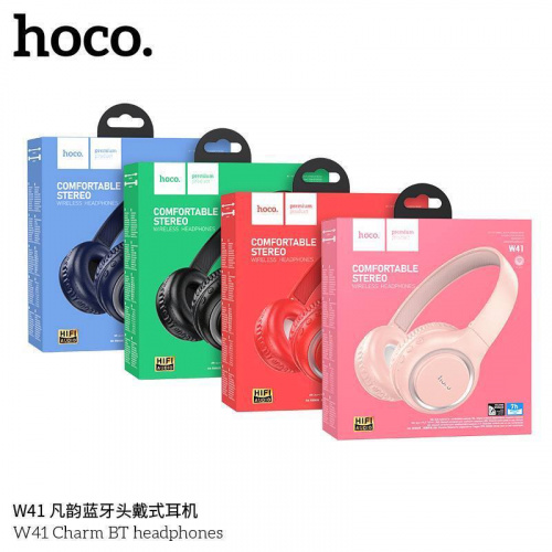 Наушники полноразмерные HOCO W41 Charm, Bluetooth, 200 мАч, цвет: розовый (1/60) (6931474789280)