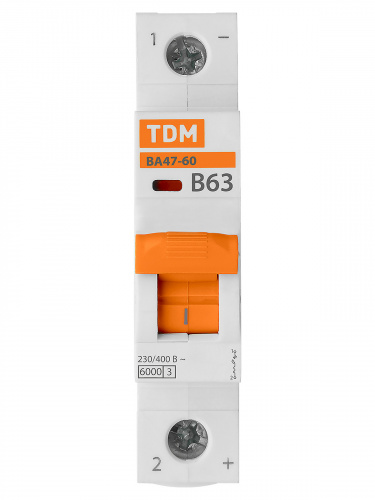 Автоматический выключатель ВА47-60 1Р 63А 6кА х-ка В TDM (1/60) (SQ0223-0016) фото 6