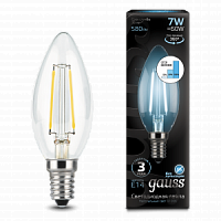 Лампа светодиодная GAUSS Filament Свеча 7W 580lm 4100К Е14 шаг. диммирование 1/10/50 (103801207-S)