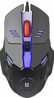 Мышь проводная игровая Defender Ultra Gloss MB-490, USB, подсветка 7 цветов, 4 кнопки, 800-1000dpi, черный (1/40) (52490)