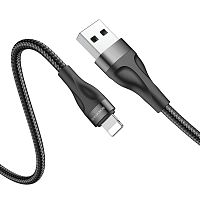 Кабель USB - 8 pin Borofone BX61 Source, 1.0м, круглый, 2.4A, ткань, алюминий, цвет: чёрный (1/360)