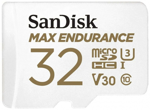 Карта памяти MicroSD  32GB  SanDisk Class 10 Max Endurance UHS-I V30 U3 (100 Mb/s) + SD адаптер (SDSQQVR-032G-GN6IA)