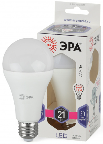 Лампа светодиодная ЭРА STD LED A65-21W-860-E27 Е27 / Е27 21Вт груша холодный дневной свет (1/100) (Б0035333) фото 4