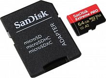 Карта памяти MicroSD  64GB  SanDisk Class 10 Extreme Pro A2 V30 UHS-I U3 (200 Mb/s) + SD адаптер (SDSQXCU-064G-GN6MA)
