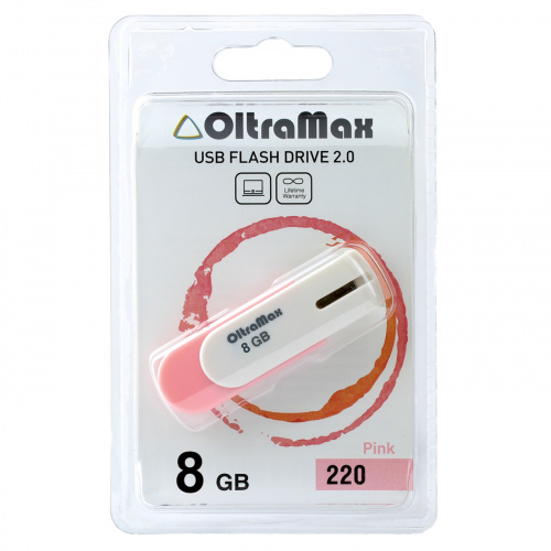 Флеш-накопитель USB  8GB  OltraMax  220  розовый (OM-8GB-220-Pink) фото 6