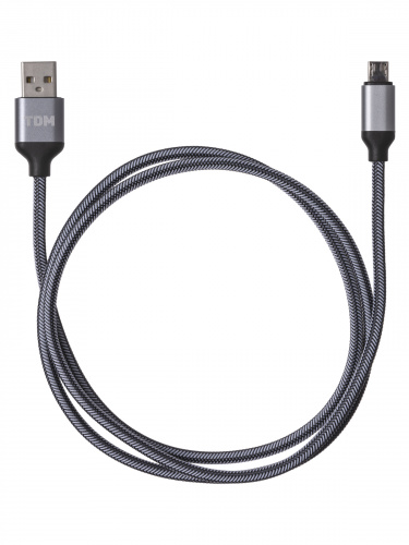Дата-кабель TDM ДК 10, USB - micro USB, 1 м, тканевая оплетка, серый, (1/200) (SQ1810-0310) фото 4