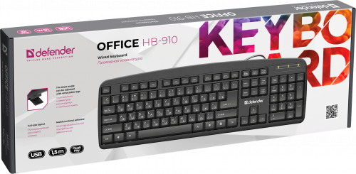 Клавиатура DEFENDER Office HB-910 RU, полноразмерная, черный (1/20) (45910) фото 8