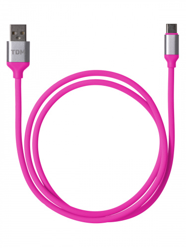 Дата-кабель TDM ДК 20, USB - USB Type-C, 1 м, силиконовая оплетка, розовый, (1/200) (SQ1810-0320) фото 4