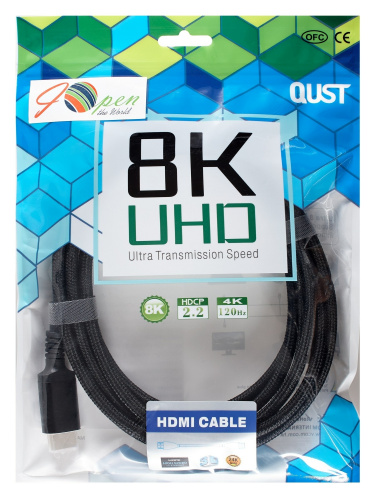 Кабель HDMI 19M/M,ver. 2.1 8KX60Hz (Econom) оплетка 3m iOpen <ACG859B-3.0> (1/35) фото 2
