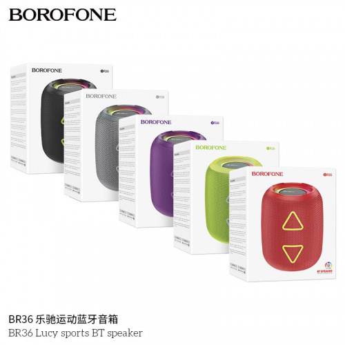 Колонка портативная Borofone BR36 Lucy, Bluetooth 5.3, пластик, microSD, AUX, 1200mAh, цвет: фиолетовый (1/50) (6941991104374)