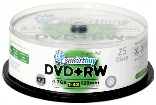 Диск Smartbuy DVD+RW 4,7GB 4x CB-25 (250) (SB000062)