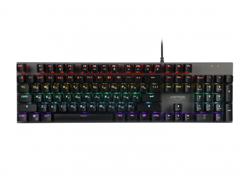 Клавиатура механическая игровая CBR KB 883 Armor,, USB, 104 кл., свитчи Huano Red, Anti-Ghosting, N-key rollover, Rainbow LED, черный
