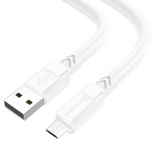 Кабель USB - микро USB Borofone BX81 Goodway, 1.0м, круглый, 2.4A, силикон, цвет: белый (1/33/330) (6974443386080)