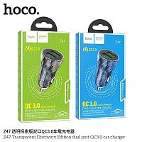 Блок питания автомобильный 2 USB HOCO Z47 TDE, 3000mA, пластик, QC3.0, PD20Вт, цвет: чёрный (1/13/130)