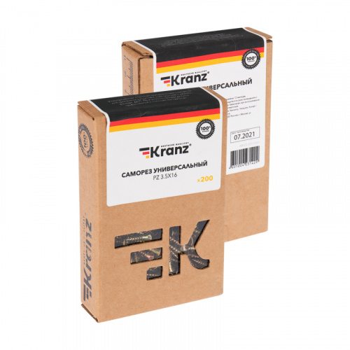 Саморез универсальный KRANZ 3.5х16, желтый цинк, упаковка поставщика ( 32 000 шт. ) (32000/32000) фото 3