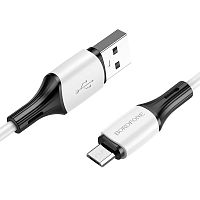 Кабель USB - микро USB Borofone BX79, 1.0м, круглый, 2.4A, силикон, цвет: белый (1/360)
