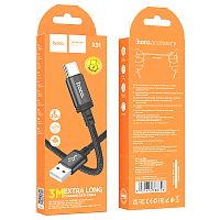 Кабель USB - Type-C HOCO X91 Radiance, 3.0м, 3.0A, ткань, цвет: чёрный (1/25/250) (6931474788726)