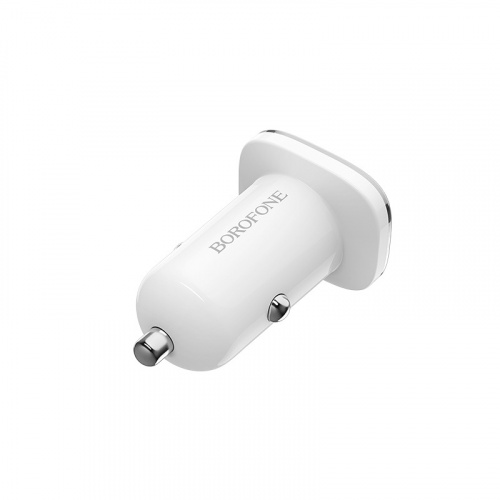 Блок питания автомобильный 2 USB Borofone BZ12, Lasting power, 2.4A, пластик, цвет: белый (1/44/176) (6931474708649) фото 2