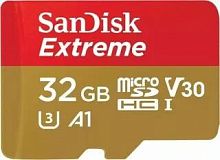 Карта памяти MicroSD  32GB  SanDisk Class 10 Extreme UHS-I A1 V30 U3 (100 Mb/s) без адаптера (SDSQXAF-032G-GN6MN)