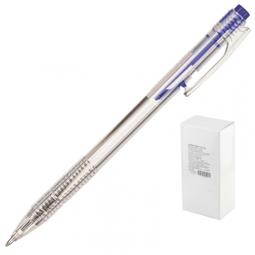 Ручка шариковая Attache Economy ВР-1017 автомат.  прозр.корп, 0, 7мм синий (1/50)