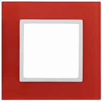 Рамка ЭРА, серии ЭРА Elegance, скрытой установки, на 1 пост, стекло, красный+бел